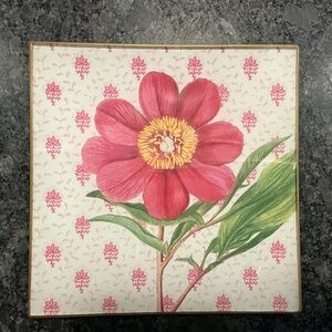 New Marye Kelley Decoupage Plate - Pink Peony on Provencial Print